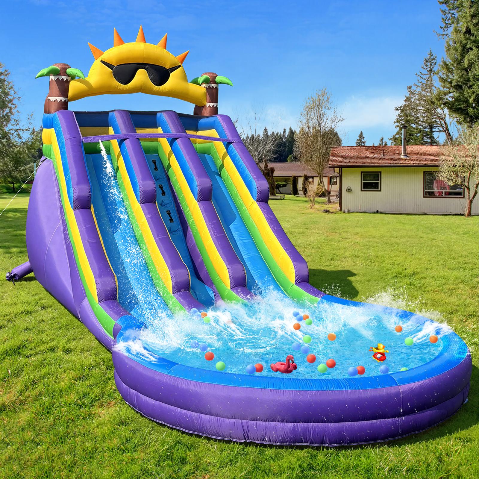 Sunglasses Inflatable Double Water Slide for Kids and Adults with Large Splash Pool Backyard Party Oxford Water Slide inflatable Water Slide for Sunglasses Inflatable Double Water Slide for Kids and Adults with Large Splash Pool Backyard Party Oxford Water Slide inflatable Water Slide for