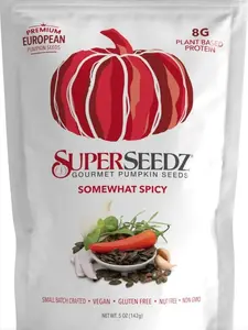 SuperSeedz Dry Roasted Pumpkin Seeds - 5oz Snack, 8g Plant Based Protein, Vegan & Keto, Paleo, Dairy Free, Nut Free, Gluten Free, Produced In USA
