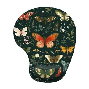 BHJLAXR Butterfly Pattern Mouse Pad with Wrist Rest, Ergonomic Mouse Pad with Non-slip Base, Cute Desk Decorative Accessories for Home Office