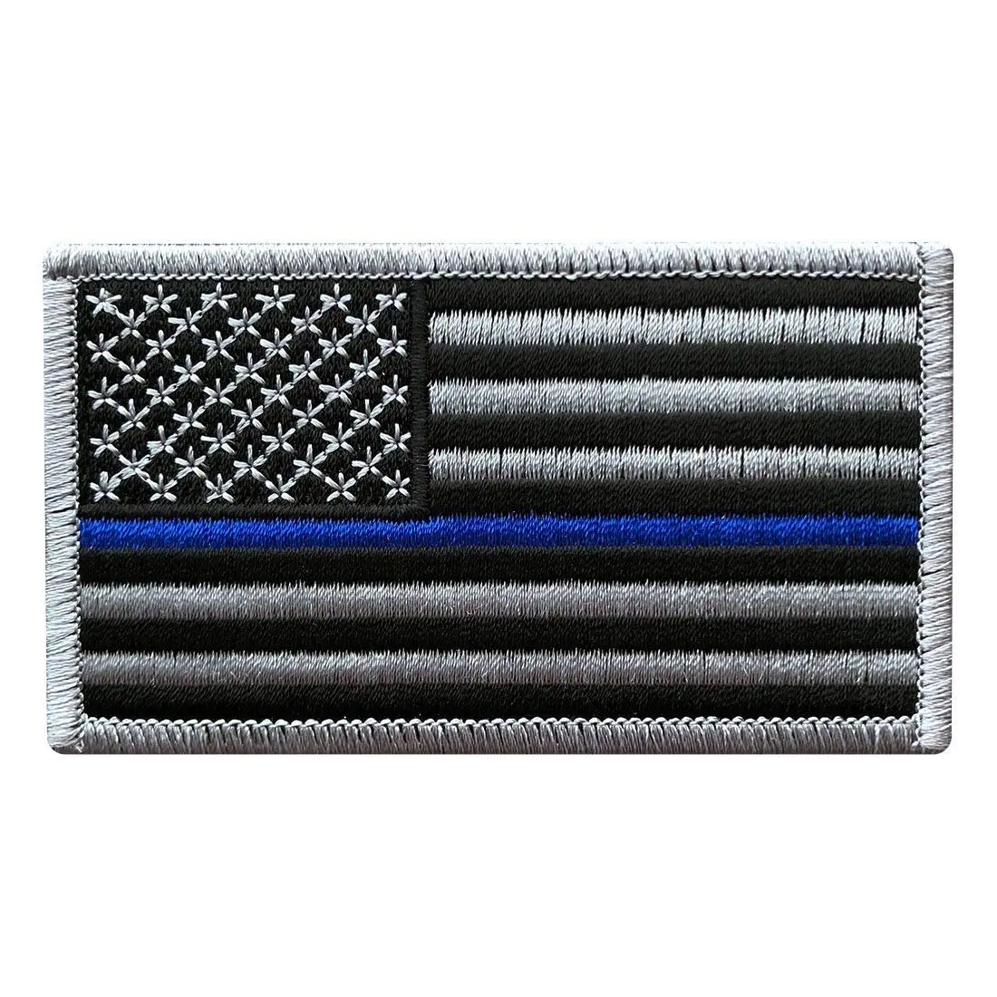 USA Flag Subdued Thin Blue Line Police Patch [3.5 X 2.0-Iron on Sew on-BP7]