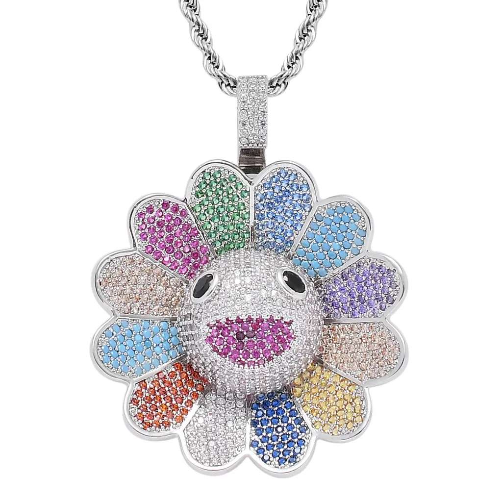 Colorful flower platinum+stainless steel