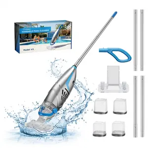 UIRWAY V3 Cordless Pool Vacuum for Above Ground Pools, Upgraded 26.5 GPM Powerful Suction, IPX8 Handheld Rechargeable Cleaner 2 Vacuum Heads & 4 Filter Bags, 1H Runtime, Portable for Inground Pools