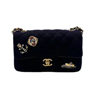 Pre-owned CHANEL leather Crossbody Bags Rectangular Felt Paris Hamburg Charms Flap Crossbody Bag CC644