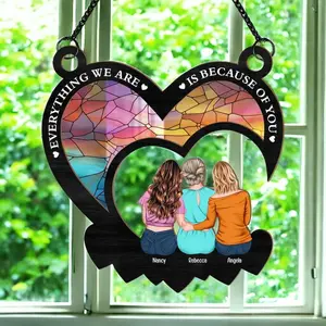 Personalized Window Hanging Suncatcher, Custom Mom Daughter, Mothers Day Gift for Mom, Grandma, Nana Gift, Stain Glass Mom Acrylic Ornament
