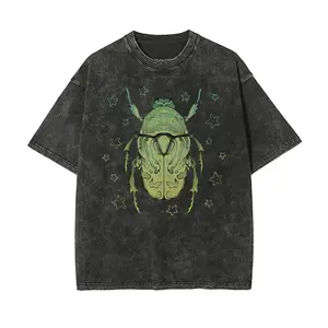 Green Scarab Beetle Oversize Unisex Washed T-Shirt for Women and Men's Unisex Fit Batik Oversize Streetwear Menswear  Super Soft Pre-Shrunk