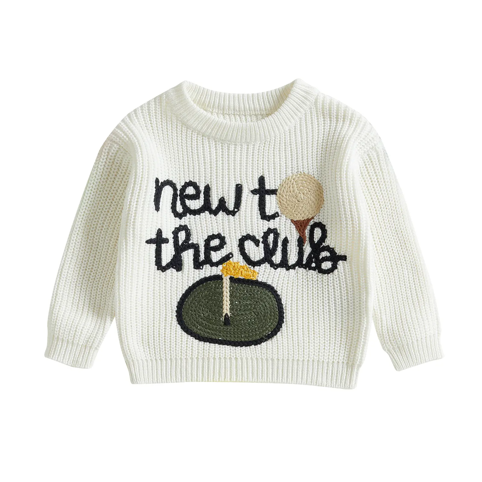 New to The Club Golf Knit Sweater Toddler Baby Boy Girl Long Sleeve Sweatshirt Pullover Tops Fall Winter Warm Knitwear
