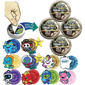 Putty Mini Tins Lost Treasure Guardians Peel to Reveal Putty and Charms (Collect All 10) Gift Set Party Bundle - 4 Pack (.47oz Each) *Items are Assorted and May Contain Duplicates