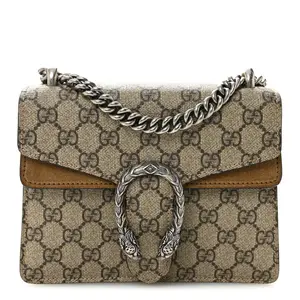 Pre-owned GUCCI Canvas Shoulder Bags GG Supreme Monogram Mini Dionysus Shoulder Bag Taupe