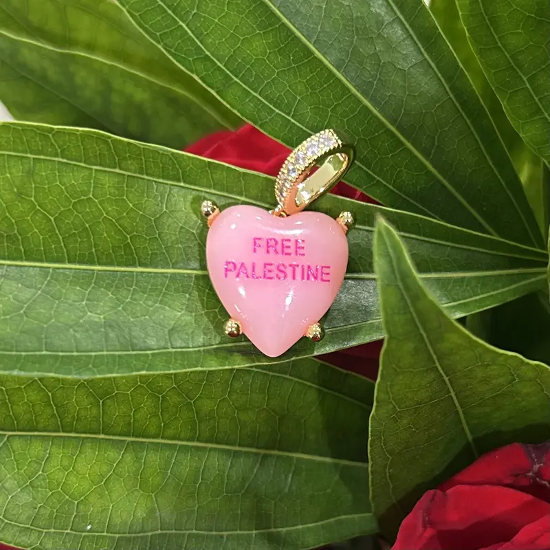 Free Palestine Heart Charms – Necklace Charms – Bold, Cute & Powerful. High Quality Palestinian Jewelry & Accessories – Palestine Necklaces for Women & Men, Rings, Keffiyeh Kufiya, Watermelon Charms & Calligraphy Designs – Perfect for Palestinian Weddings
