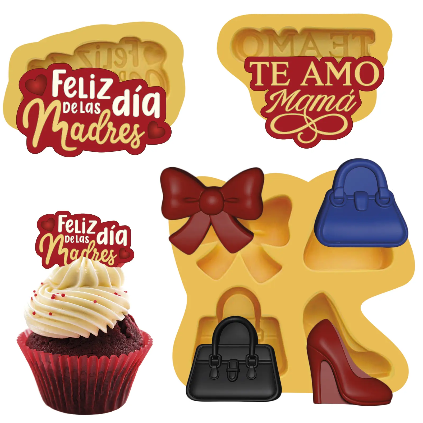 Set 3 pieces Mothers day silicone Mold