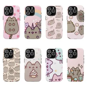 A Cute Pusheens Phone Case That Features Ice Cream, Compatible with for Samsung and iphone Models 17,16, 15, 14, 13, 12, 11 Pro Max, Halloween Christmas gift Made of Transparent TPU Soft Shell Smartphone