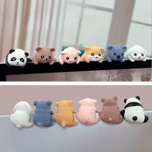 6 Pcs Resin Peek-a-Boo Animal Figurines: Mini Cute Computer/TV Monitor Decor, Car Dashboard Navigation Screen Accessories - Halloween Themed 6Pcs