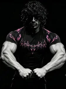 Men's Sporty Fitness T-Shirt, Geometric Print Mesh Patch Design, High Elasticity Quick-Dry Breathable Fabric, Ideal for Gym Training