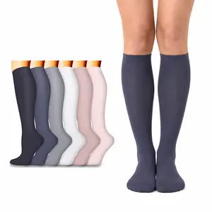 Solid Color Compression Socks (6-Pack) - Women & Men-Best Medical,Nursing,Travel, Flight Socks-Running & Fitness Pregnancy