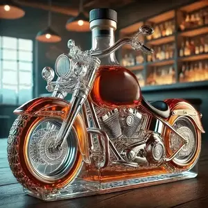 Motorcycle Shaped Whiskey Bottle, 3D Carved Vintage Design, Chrome Plated Cap, Realistic Motorcycle Replica, Fashion Home Bar Decor, Unique Men's Gift