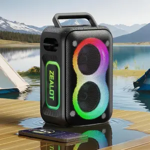 ZEALOT 60W Bluetooth Speaker, Outdoor Portable IPX6 Waterproof Speaker with HiFi Sound & Deep Bass, RGB Rhythm Lights, 8000mAh Battery, BT5.4/EQ/Wireless Pairing for Gym, Pool & Gift, Wireless Speakers