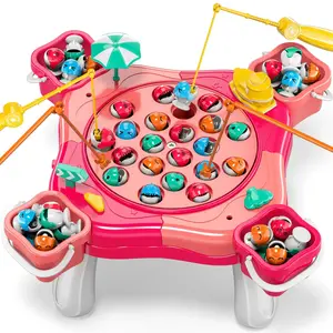 【Boninii】Children's fishing game, electric fishing turntable toy, suitable for children aged 3-5 and 4-8, boys and girls, with sound effects, travel party toy, Christmas birthday gift.