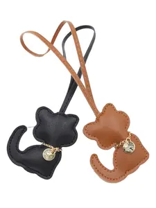 Cute Lcute Cat Leather Keychain, Vintage Adorable Style, 3d Cat Shape, Metal Tag With Soft And Cute Texture | Suitable For Phone Straps / Bag Decorations, Everyday Cute Accessory