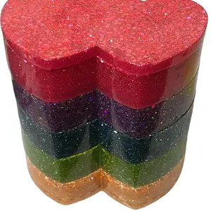Stackable Resin Rainbow Glittered Double Heart Shaped Containers