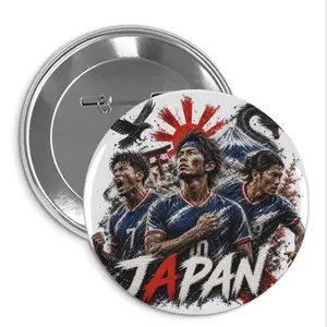 JapanSoccer Button Pin - Stylish Accessory for Celebrating Milestones - Versatile for Jackets & Bags - Perfect Gift - Two Buttons Included