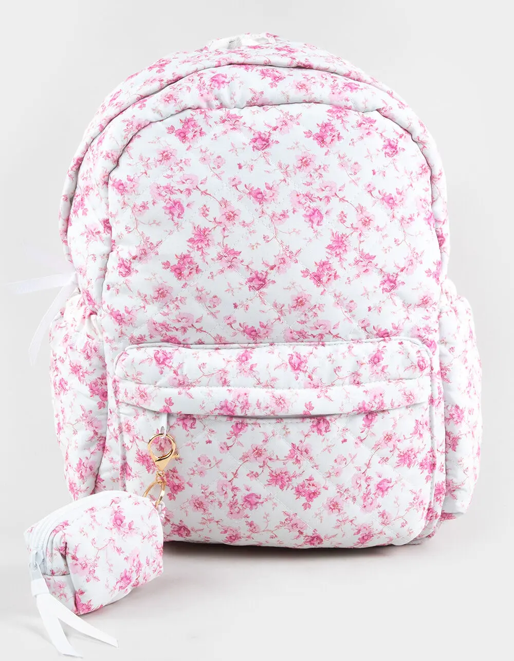 TILLYS Womens Quilted Floral Backpack, Pink Combo TILLYS Womens Quilted Floral Backpack, Pink Combo