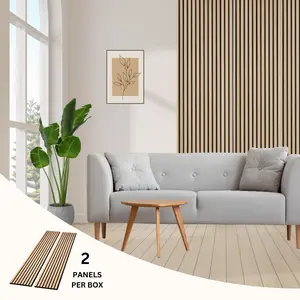 onncom Luxury Wood Veneer Acoustic Slat Wall Panels Soundproof 94.49" x 12.6" (2 Panels Per Box) wallboards wood panel