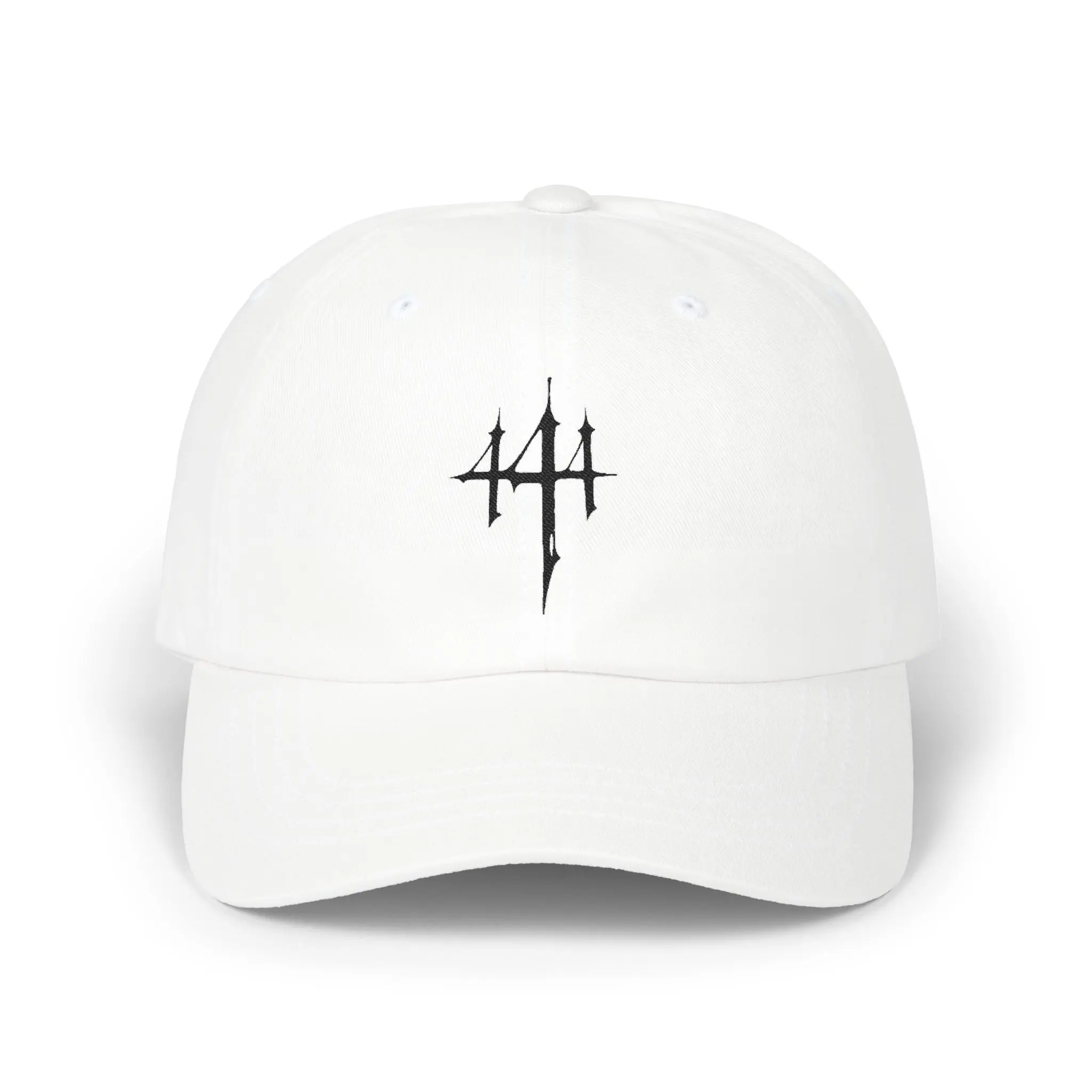 Minimalist Four Marks Logo Dad Cap | Distressed Black Stitching