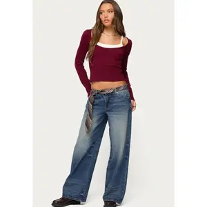 EDIKTED Raelynn Washed Low Rise Baggy Jeans