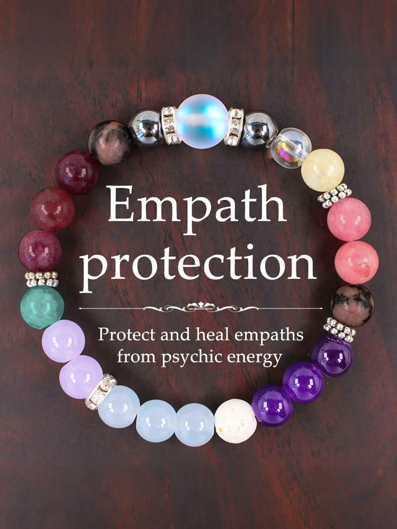 Empath Protection Bracelet, Boho Style Crystal Stone Beaded Bracelet for Women & Men, Fashionable Bracelet, Fashion Jewelry for Party, Daily Decor, Jewelry for Birthday Gift, Dainty Crystal Bracelet, Stackable Bracelet, Stacked Design Bracelets