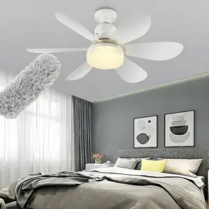 Smart Remote Control Ceiling Fan with Light, E27 Screw Base, 3-Color Dimmable LED, 3 Wind Speeds, Brightness Adjustment, Night Light Mode, Timer Function, Quiet DC Motor, Easy Installation for Bedroom, Living Room, and Kitchen, White/Colorful Options