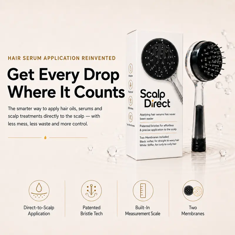Scalp Direct Liquid Serum Applicator Brush with 31 Micro Roller-Ball Bristles for All Hair Types Precision Application for Serums Oils Growth Treatments Massages and Scalp Stimulation Scalpmassager