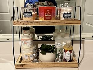 Lzhevsk 2-Tier Bathroom Countertop Organizer Vanity Tray, Bathroom Countertop Storage Shelf Cosmetic Organizer Holder, Bathroom Tray for Counter