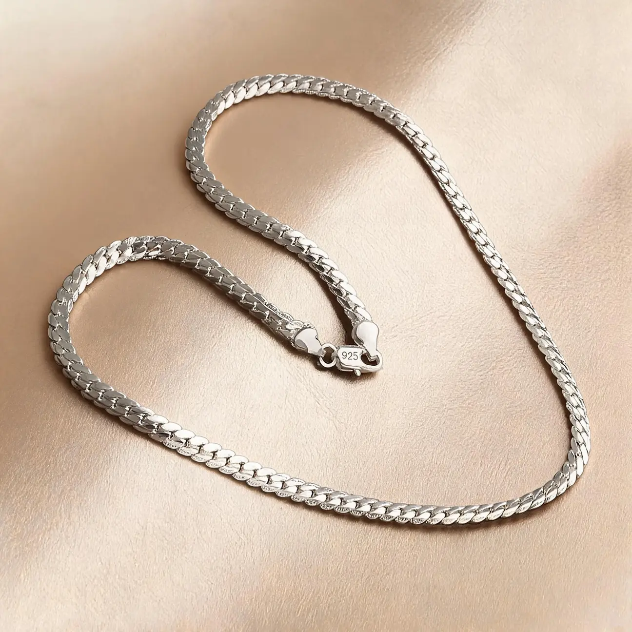 925 Sterling Silver Plated Snake Chain Necklace - Skin-Friendly Hypoallergenic Jewelry with Secure Clasp, Bright & Shiny Anti-Tarnish Finish, Braided Woven Texture, Fade-Resistant, Lightweight for Everyday Wear, Great Gift for Him Her.