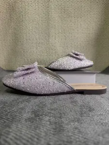 Women's Fashion Rhinestone Flat Mule Slippers, Slip-On Lazy Shoes, Breathable Crystal Casual Half Slide Sandals for Outdoor Wear