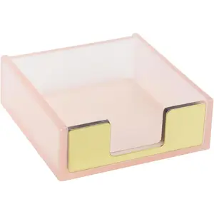 Sticky Notes Memo Pad Holder Dispenser Rose Gold with Pink Desk Supplies Organizer Accessories for Office Home Schools
