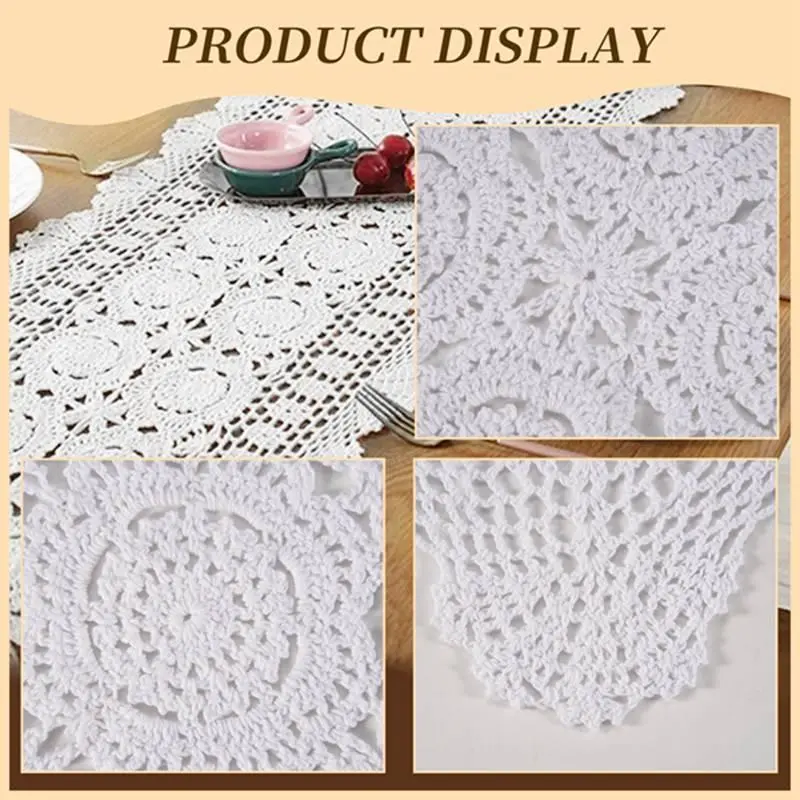 Cotton Handmade Crochet Lace Table Runner White Rectangle Coffee Table  Dresser Decor - TikTok Shop