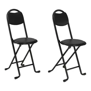 2pcs Folding Stool with Back, Cushioned Padded Folding Stool, Portable Folding Chairs for Outdoor Indoor Kitchen Shop Cafe(Expect Arrival Date 2025/6/30)