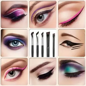 Precision Makeup Brush Set for Beginners - 5-Piece Professional Eye Makeup Brush Set with Angled & Bevel Blade Detail Brushes for Detailed Eye Makeup