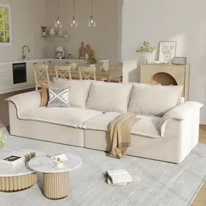 Copiae 110.2" Oversized Boneless Sectional Sofa, Ultra 27.6" Deep Seat Sofa, Corduroy Cloud Modular Couches, No Assembly Required, Modular Floor Sofa for Apartment/Living Room/Office