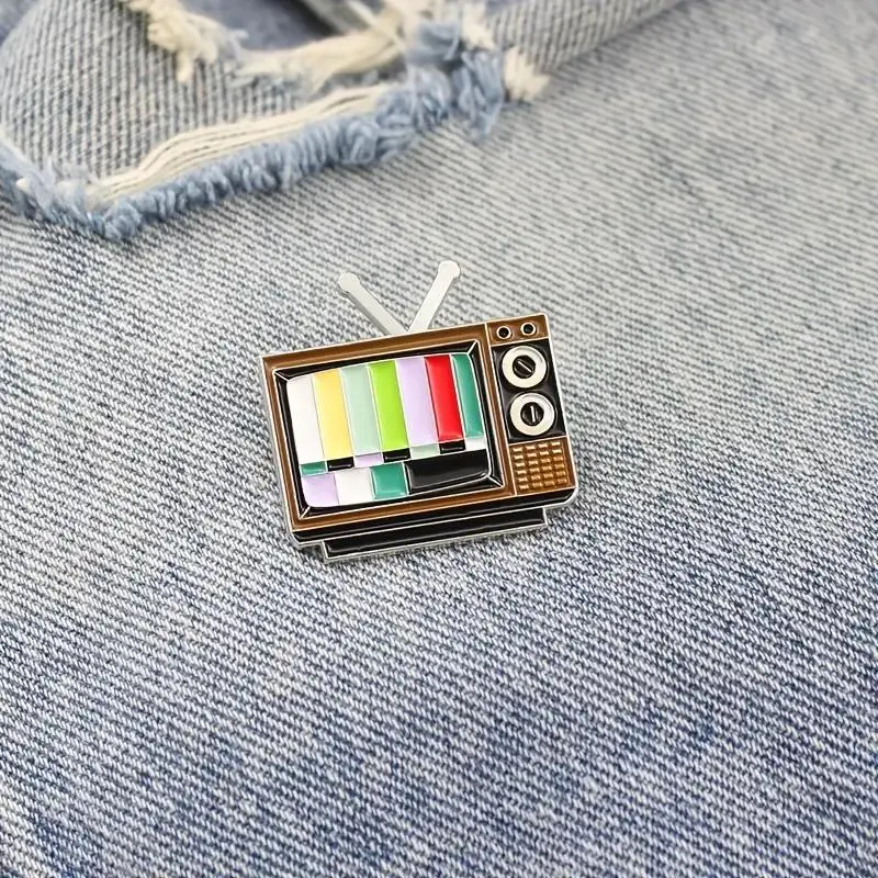 Vintage No Signal TV Design Alloy Brooch Pin, 1 Piece Unique Accessory for Retro Enthusiasts, Ideal Choice for Gift