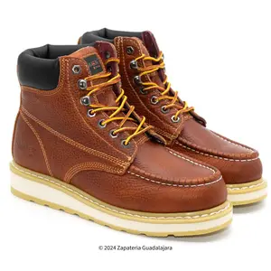 Men's Classic 6" Moc Toe Leather Work Shoe, Grasso Tan Work Footwear - HM347