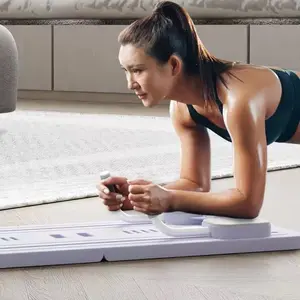 Multifunctional Abdominal Board with Resistance Bands and Knee Mat, Multi-Functional Ab Exercise Board, Automatic Rebound Ab Roller with Elbow Support power rack