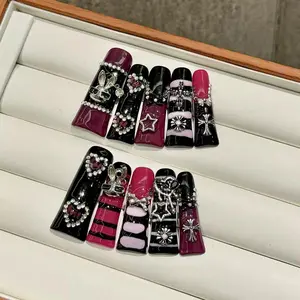 A140 Y2K Style Long Duck Bill Press-On Nails Regional Limitations Handmade Solid Press-On Nails with Unique Designs