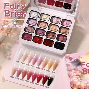 16-color cream gel nail kit with easy patting application. Abundant colors create gorgeous gradient and floral designs. Pure pigment, perfect for professional salon and personal nail creation.