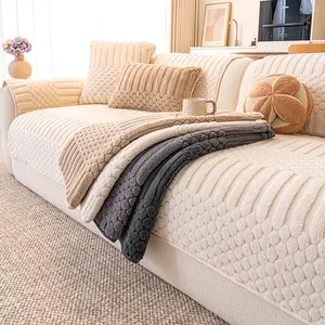 Pure Color Sofa Cover Biscuit Style, Non-Slip Sofa Protector, Soft Comfortable Couch Towel or Pillowcase, Home Living Room Decor, Sofa Slipcover