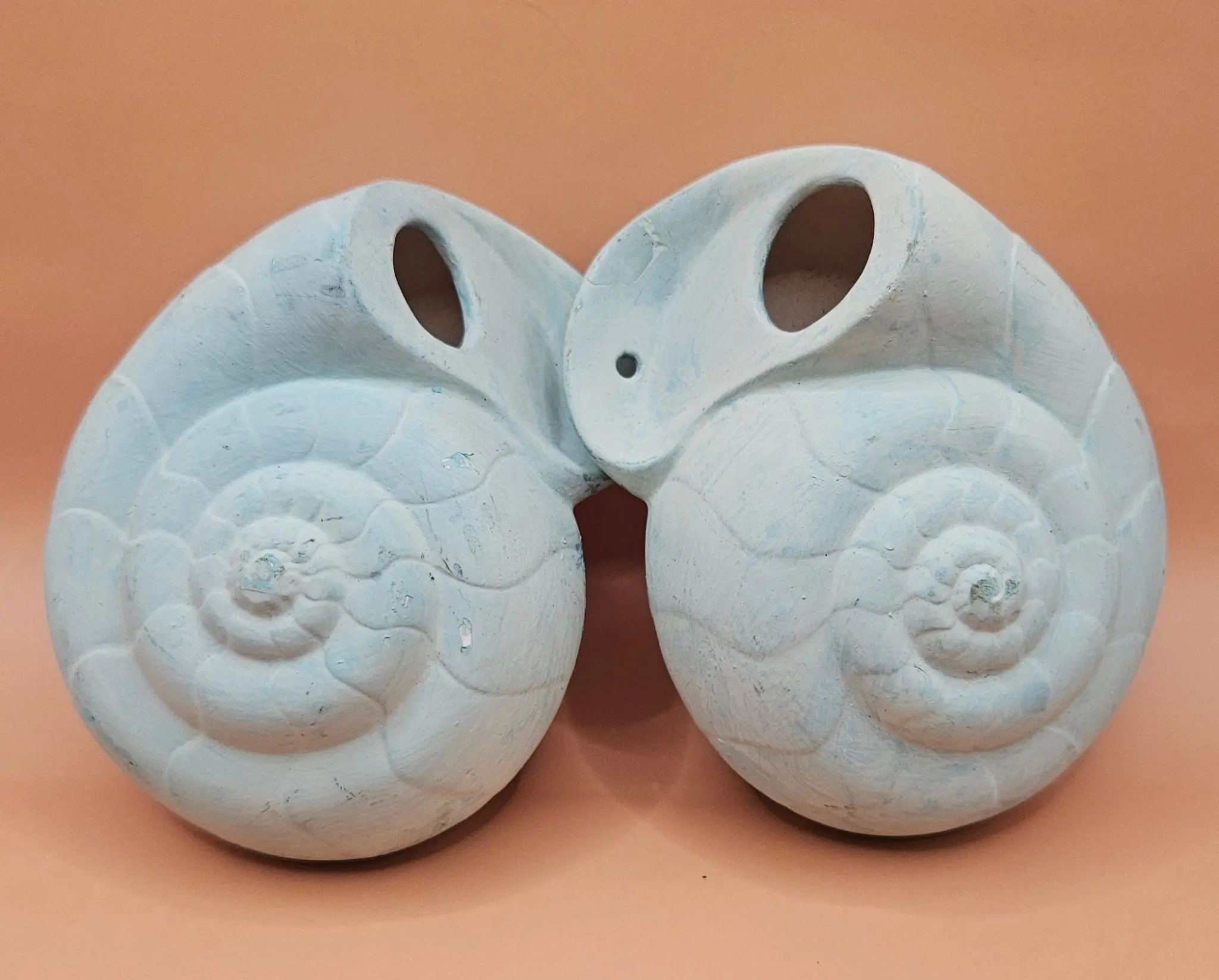 Vintage 1970s Ceramic Shell Pocket Planter Wall Hangings-  Set of 2 – Ready to Hang or DIY Decor – 5"x4"