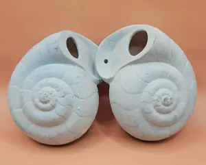 Vintage 1970s Ceramic Shell Pocket Planter Wall Hangings-  Set of 2 – Ready to Hang or DIY Decor – 5"x4"