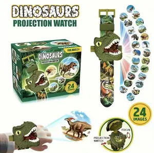 Dinosaur Watch Projector Toy Flip-Over Animal Flashlight with 24 Dinosaur Images Educational Learning Toy for Kids Cool Birthday Gift for Ages 3-8