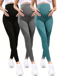 3pcs Maternity Leggings Over The Belly Buttery Soft Pregnancy Workout Pants High Waisted Maternity Activewear for Women Prenatal Maternity Clothing