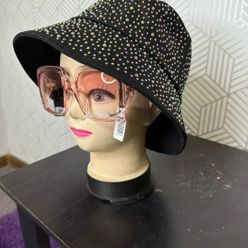 Bling Bucket Hats for Women, Sparkly Decorative Outdoor Sun Hats with Shiny Embellishments